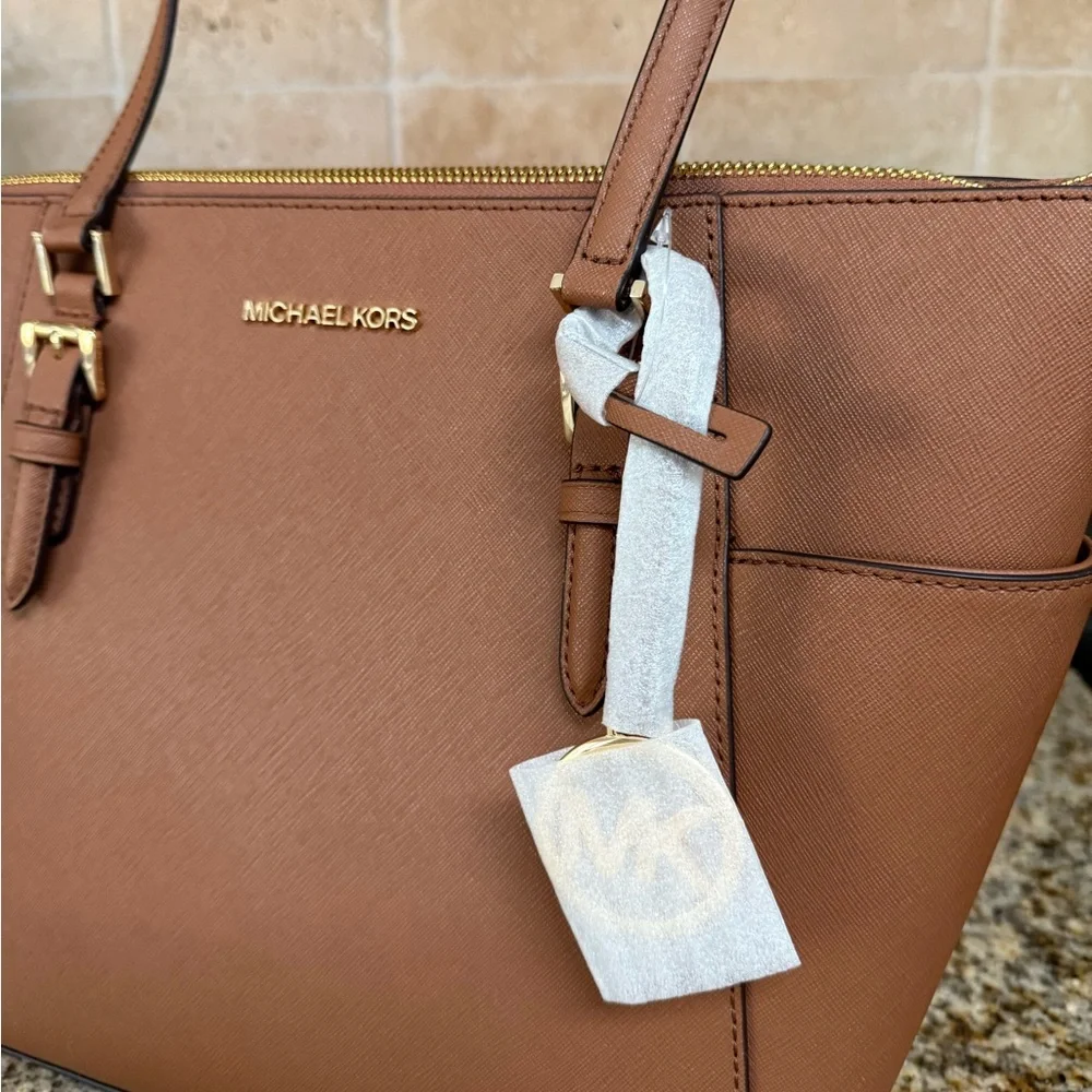 Michael Kors Brown Saffiano Leather Tote - Picture 3 of 11